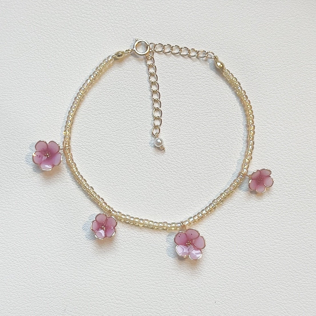 Beaded Cherry Blossom Bracelet (UV reactive) | PREORDER - Image 3
