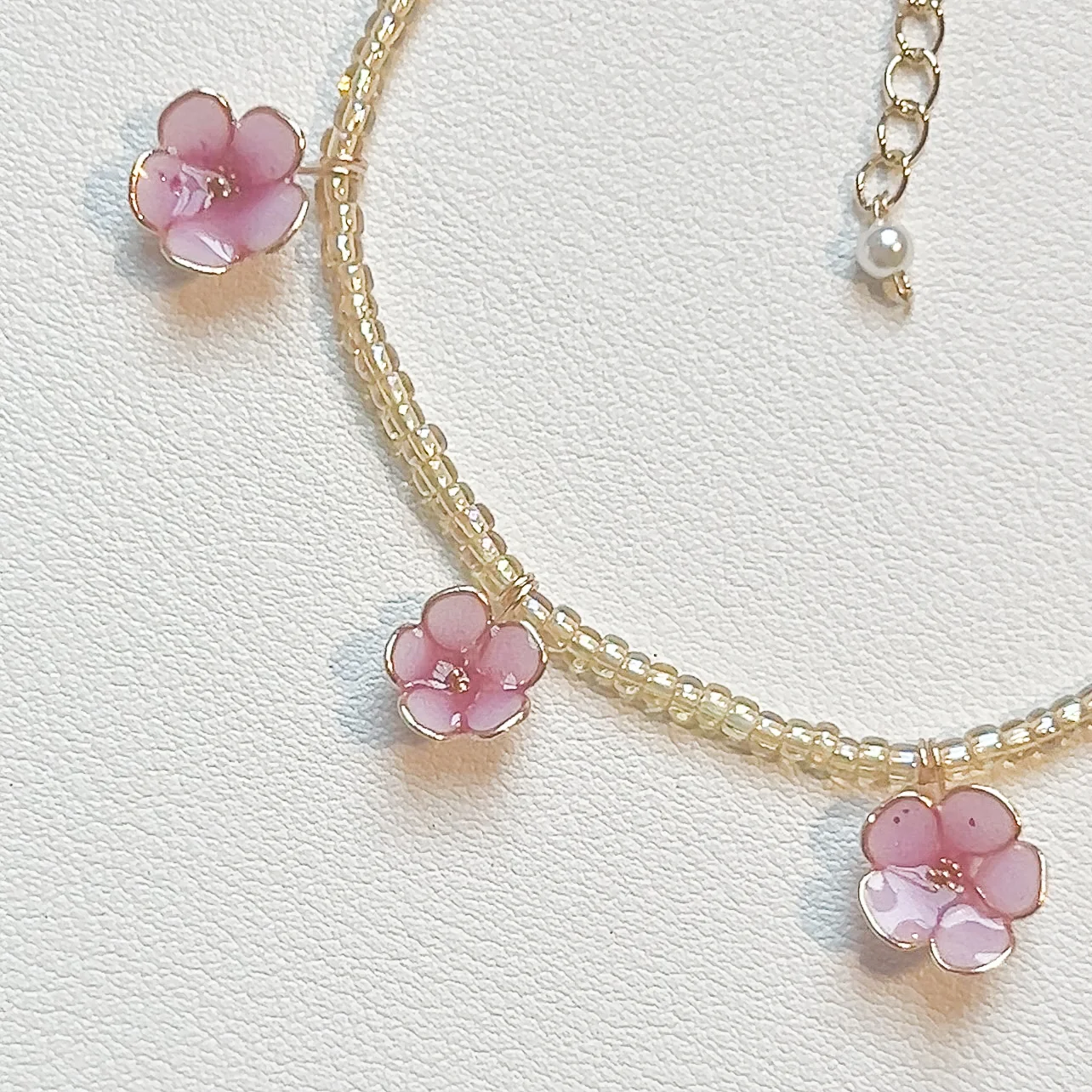 Beaded Cherry Blossom Bracelet (UV reactive) | PREORDER - Image 4
