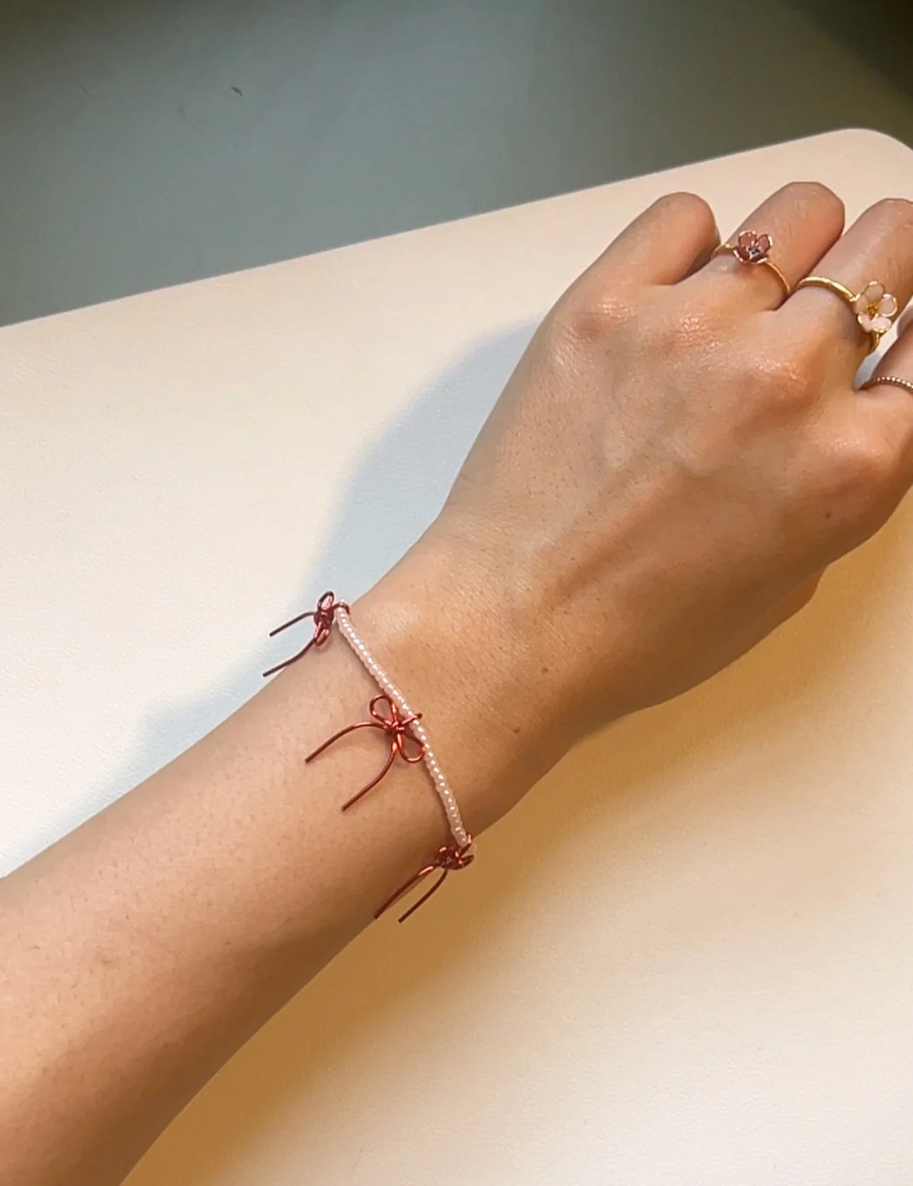 Beaded Red Bow Bracelet | PREORDER - Image 4