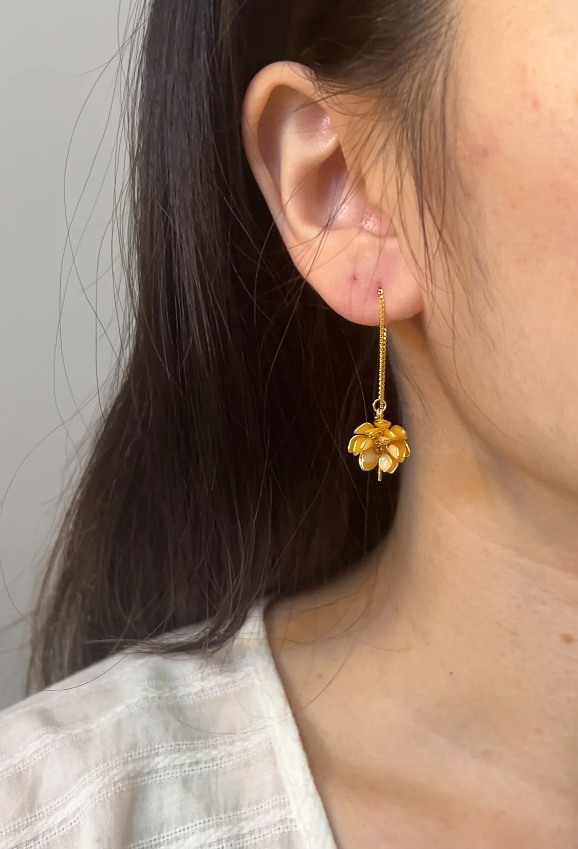 Lotus Flower Threader Earrings | PREORDER - Image 17