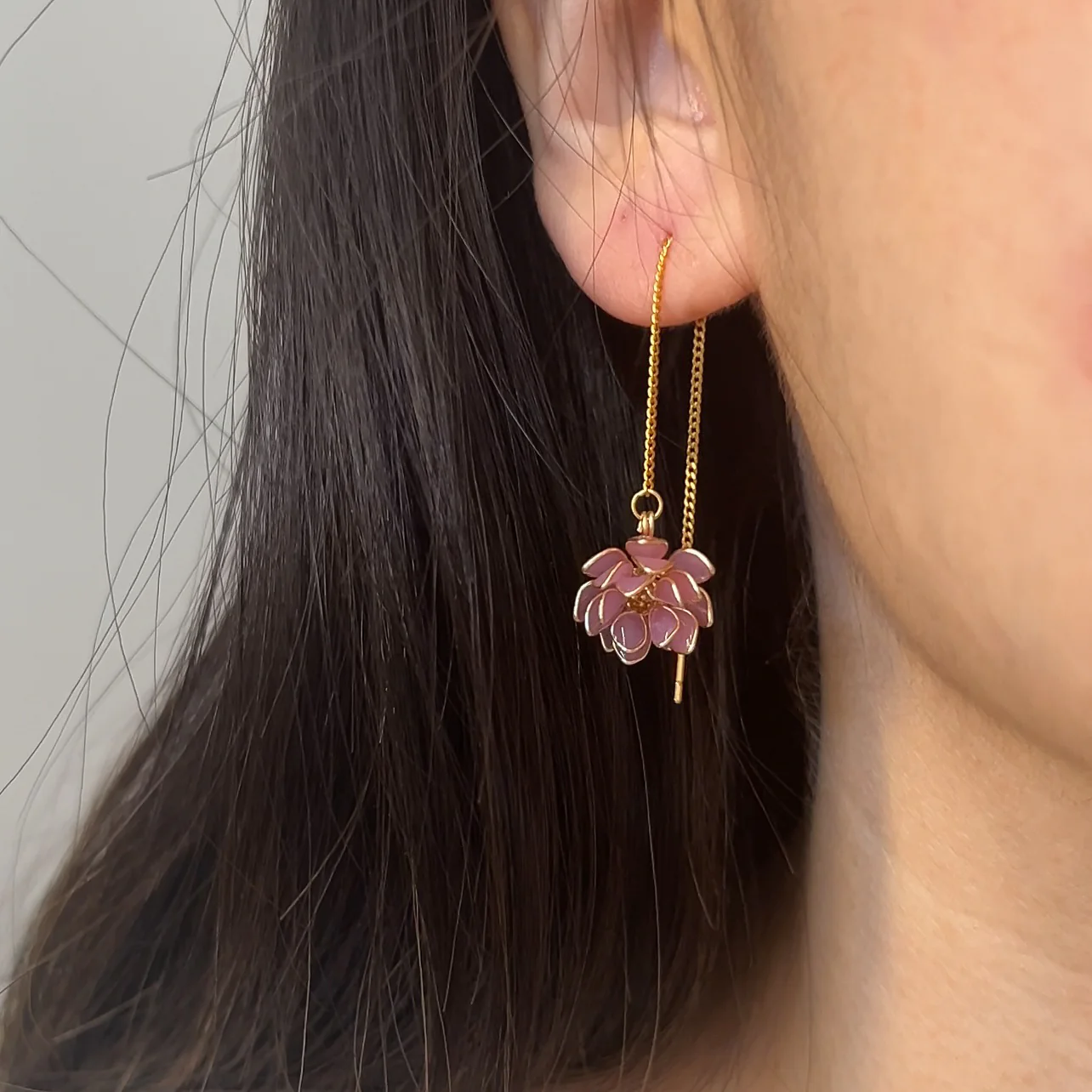 Lotus Flower Threader Earrings | PREORDER - Image 18