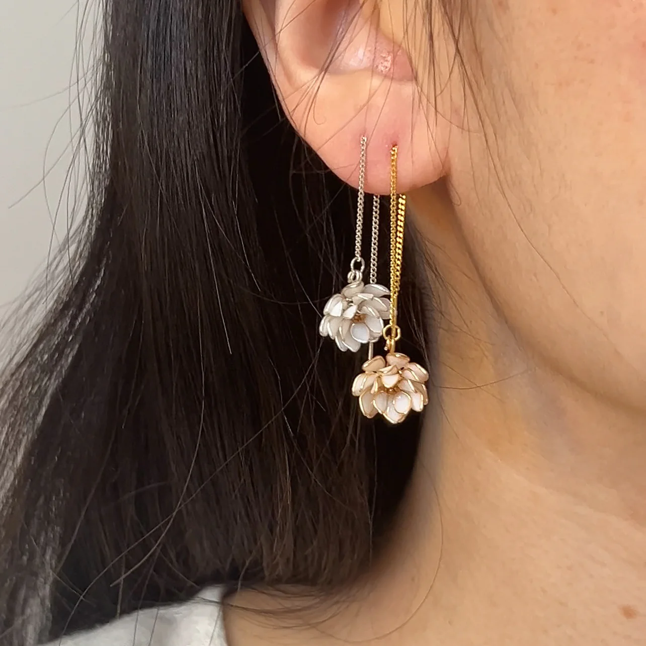 Lotus Flower Threader Earrings | PREORDER - Image 19