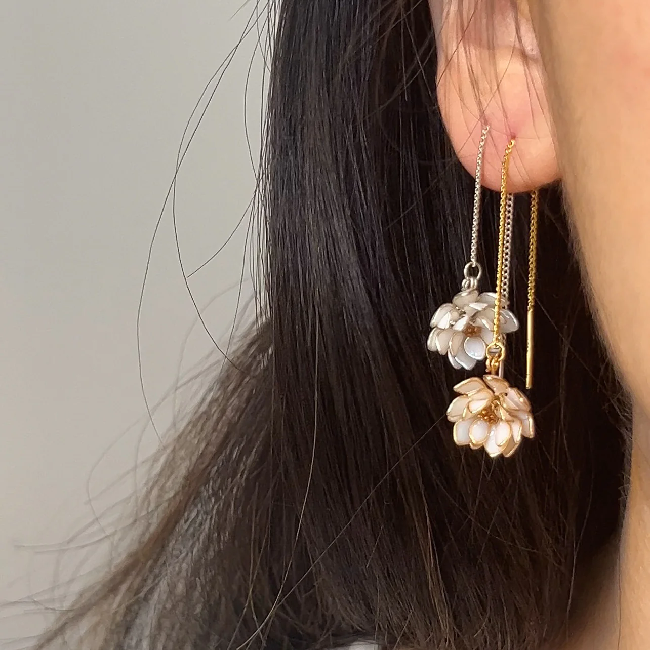 Lotus Flower Threader Earrings | PREORDER - Image 20