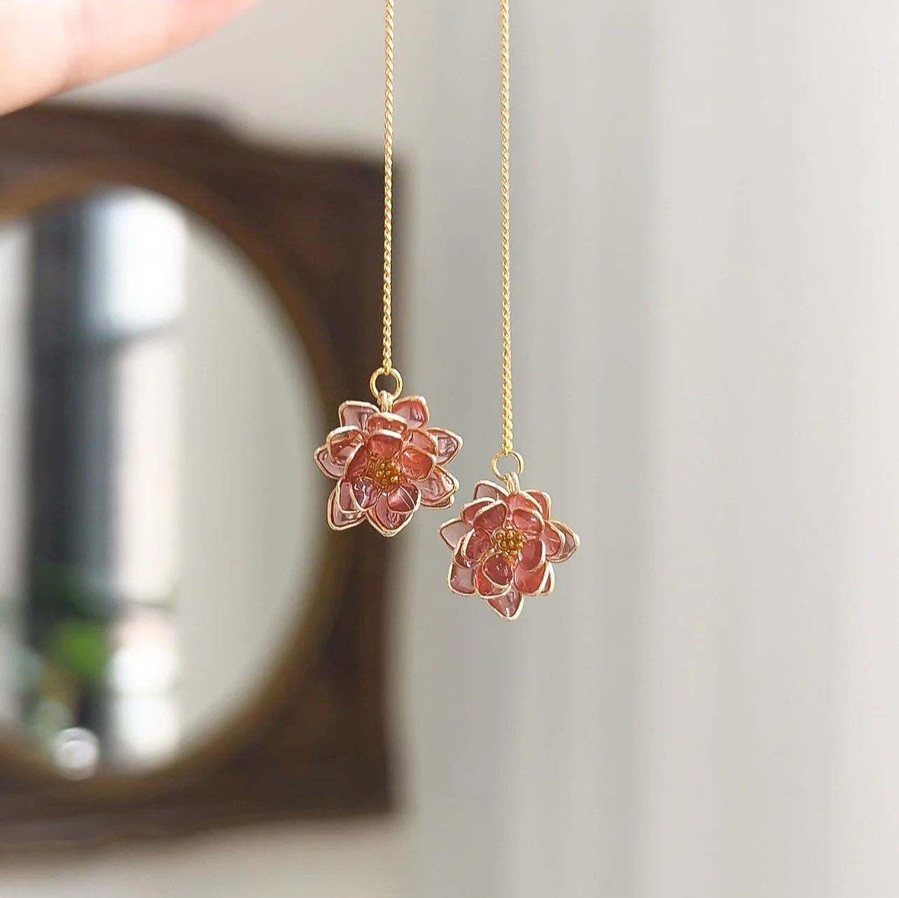 Lotus Flower Threader Earrings | PREORDER - Image 23
