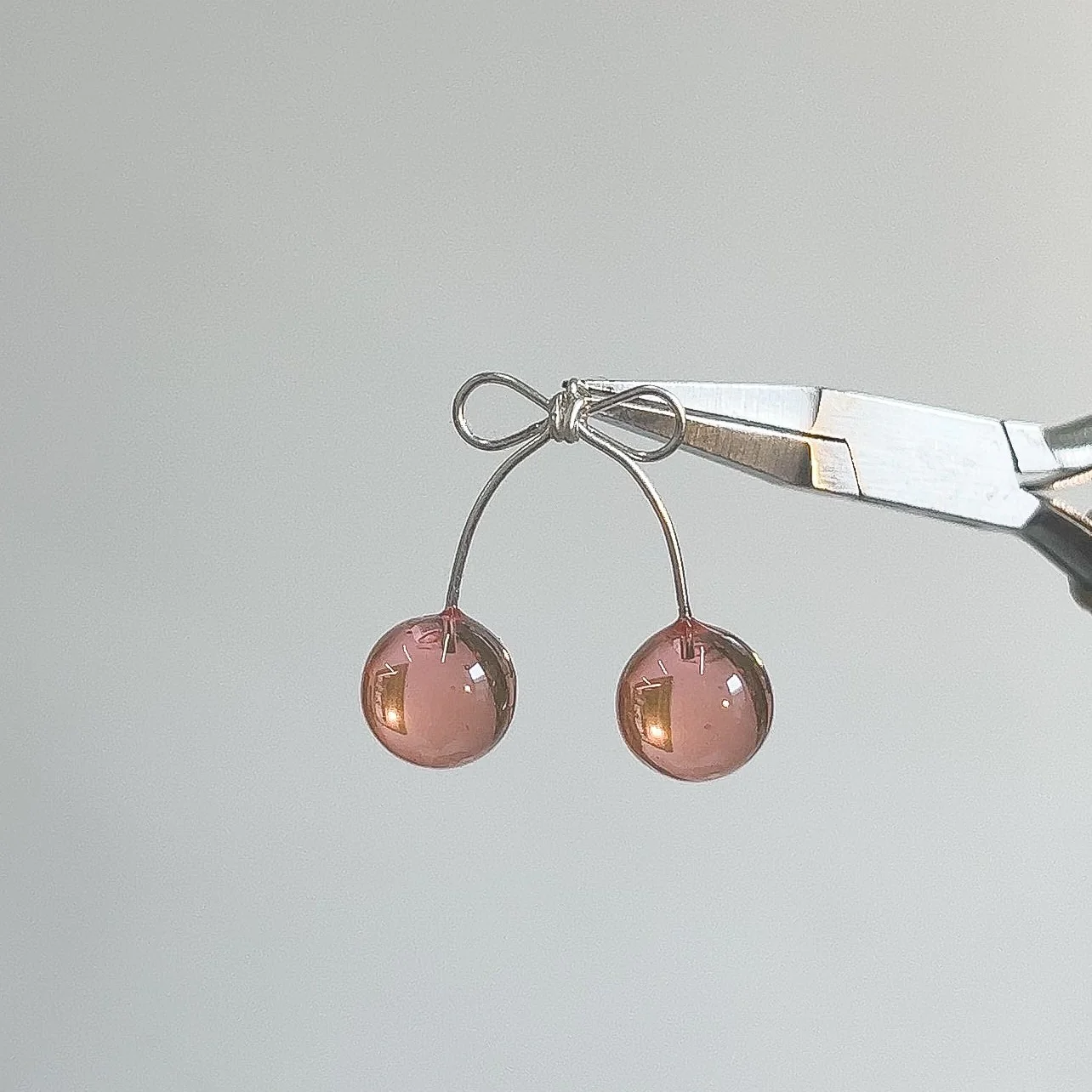 Pink Cherry Bow Studs | PREORDER - Image 3
