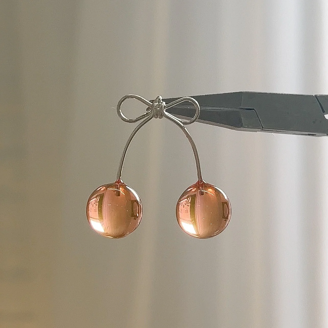 Pink Cherry Bow Studs | PREORDER - Image 4