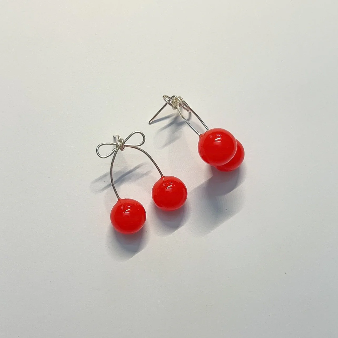 Red Cherry Bow Studs | PREORDER - Image 2