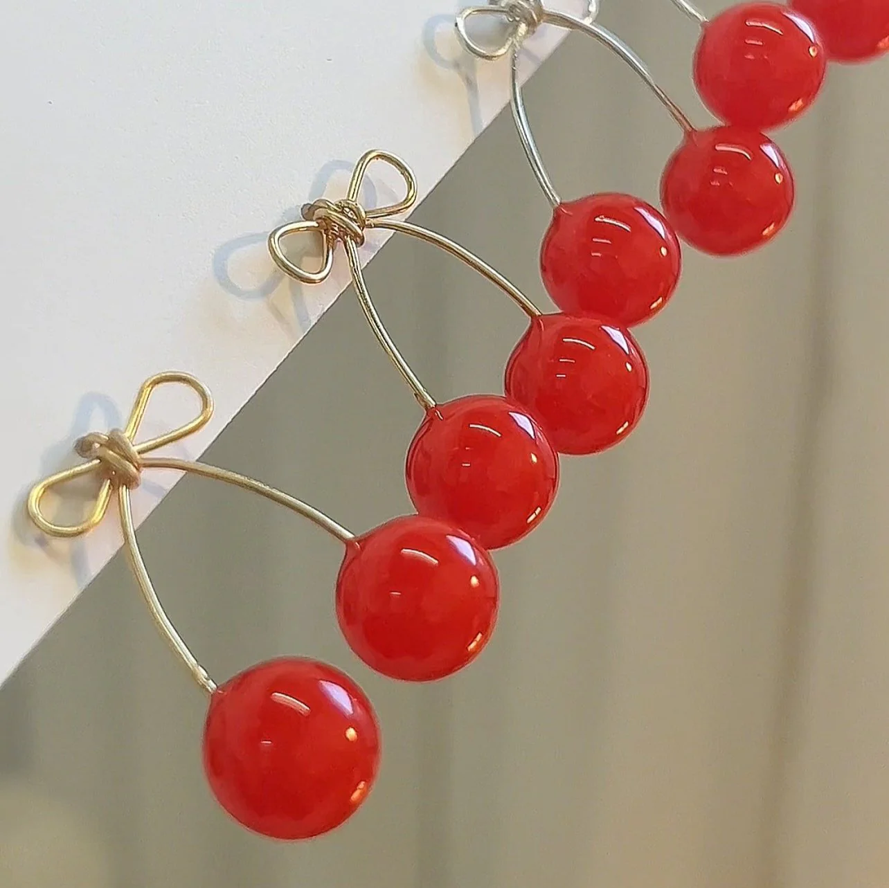 Red Cherry Bow Studs | PREORDER - Image 3