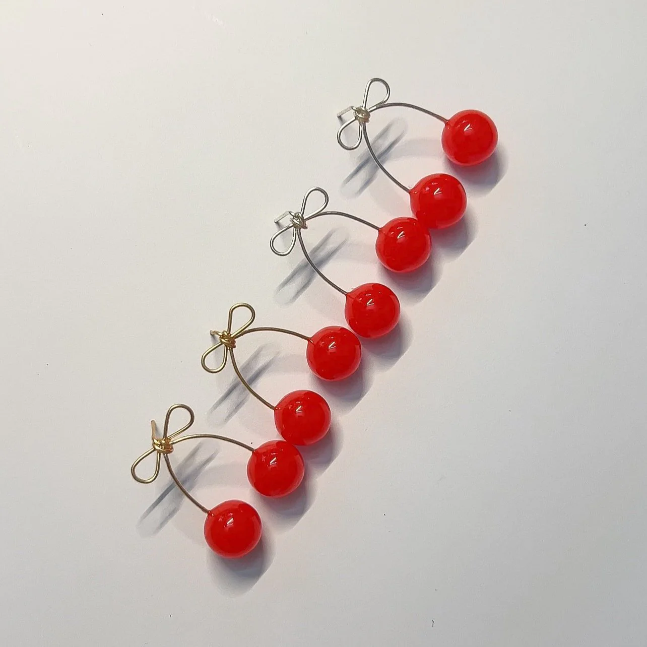 Red Cherry Bow Studs | PREORDER - Image 7