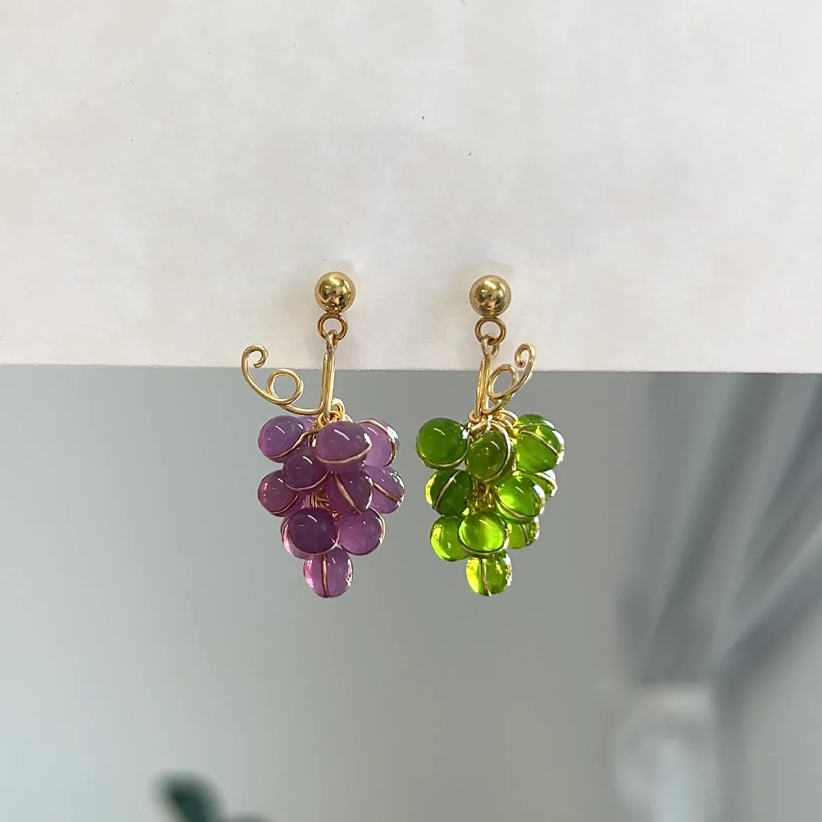 Green and Purple Grape Earrings | PREORDER