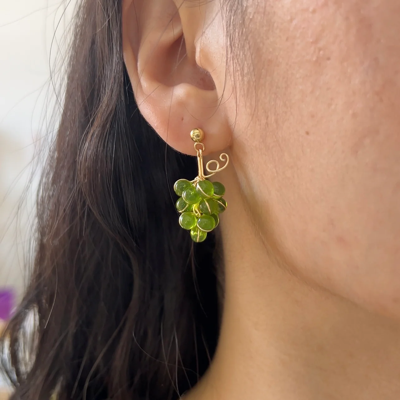 Green and Purple Grape Earrings | PREORDER - Image 10