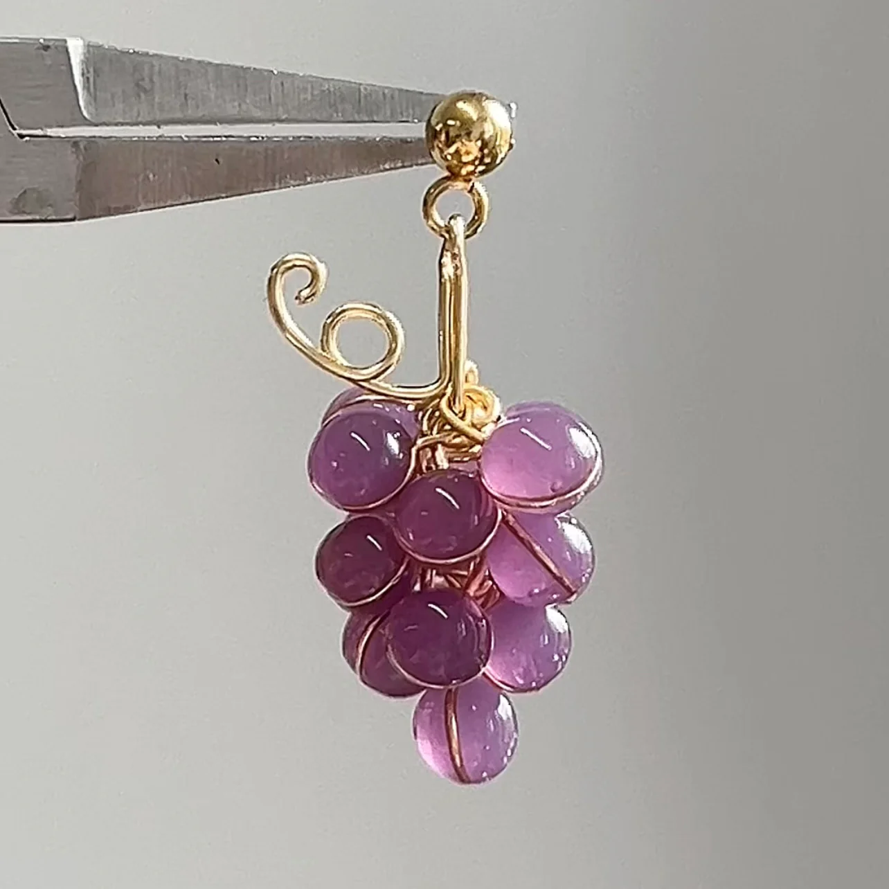 Green and Purple Grape Earrings | PREORDER - Image 2