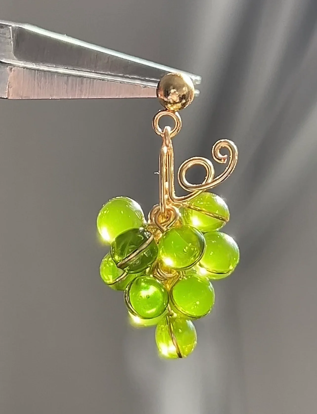 Green and Purple Grape Earrings | PREORDER - Image 3