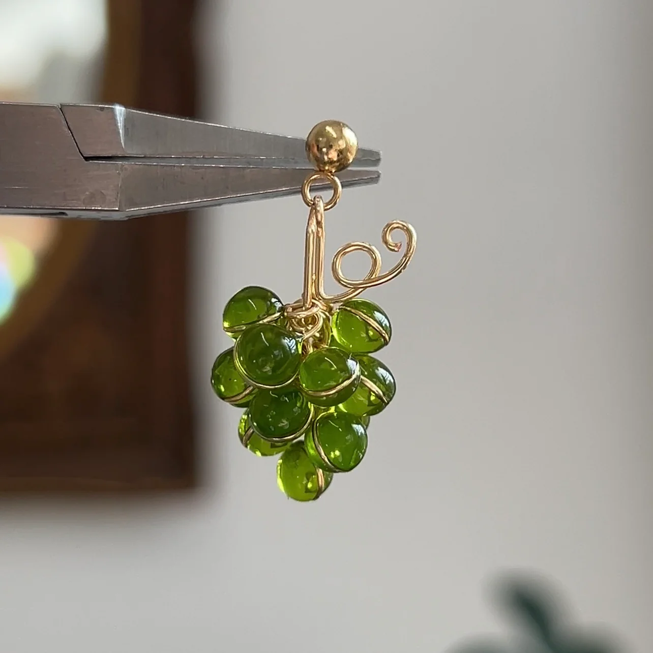 Green and Purple Grape Earrings | PREORDER - Image 4