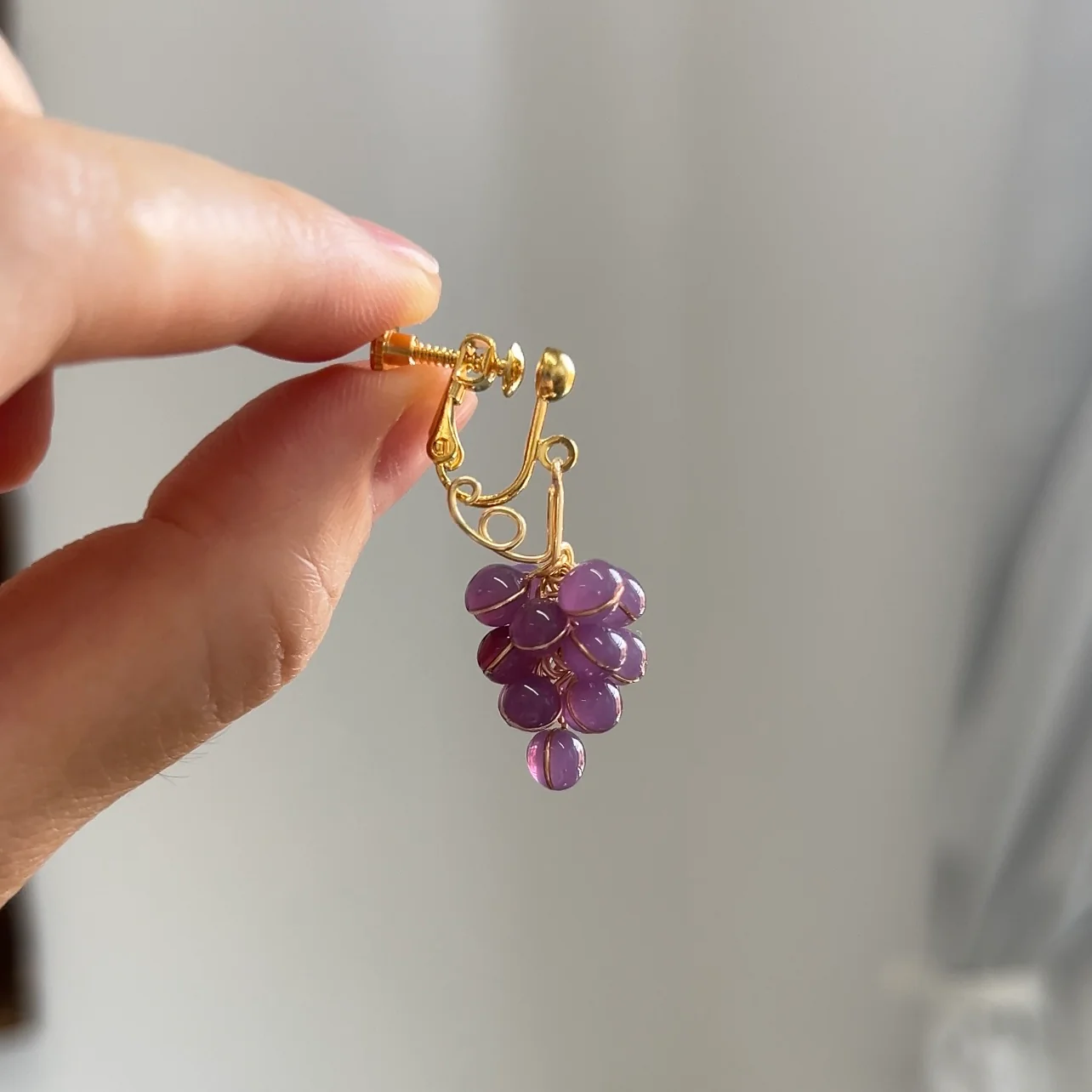 Green and Purple Grape Earrings | PREORDER - Image 8