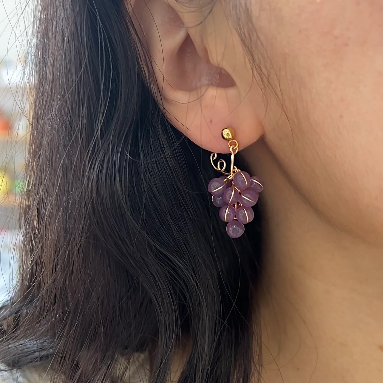 Green and Purple Grape Earrings | PREORDER - Image 9