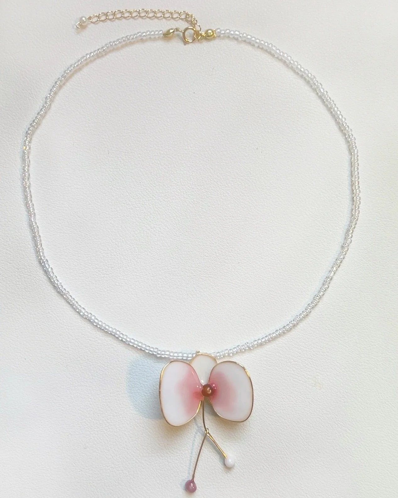 Beaded Orchid Necklace | PREORDER - Image 3